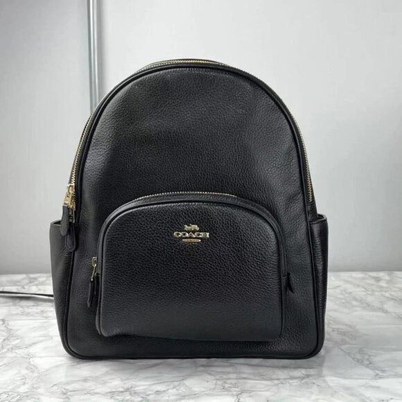 Coach 5666 Court Leather Backpack In Black - Picture 1 of 6
